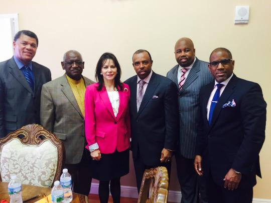 Dr. Steve Gallon III, along with Pastor Carl Johnson, State Attorney Kathy Fernandez-Rundle, and local pastors